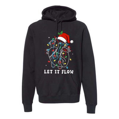 Funny Let It Flow Anatomy Heart Cardiac Nurse Santa Hat Xmas Premium Hoodie