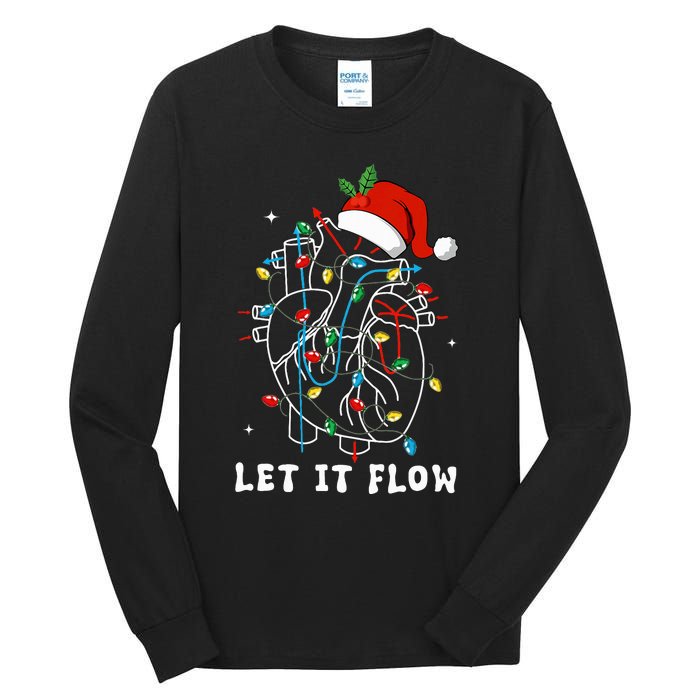 Funny Let It Flow Anatomy Heart Cardiac Nurse Santa Hat Xmas Tall Long Sleeve T-Shirt