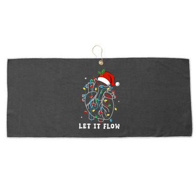 Funny Let It Flow Anatomy Heart Cardiac Nurse Santa Hat Xmas Large Microfiber Waffle Golf Towel