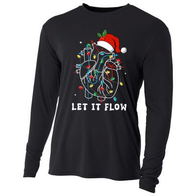 Funny Let It Flow Anatomy Heart Cardiac Nurse Santa Hat Xmas Cooling Performance Long Sleeve Crew