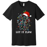 Funny Let It Flow Anatomy Heart Cardiac Nurse Santa Hat Xmas Premium T-Shirt