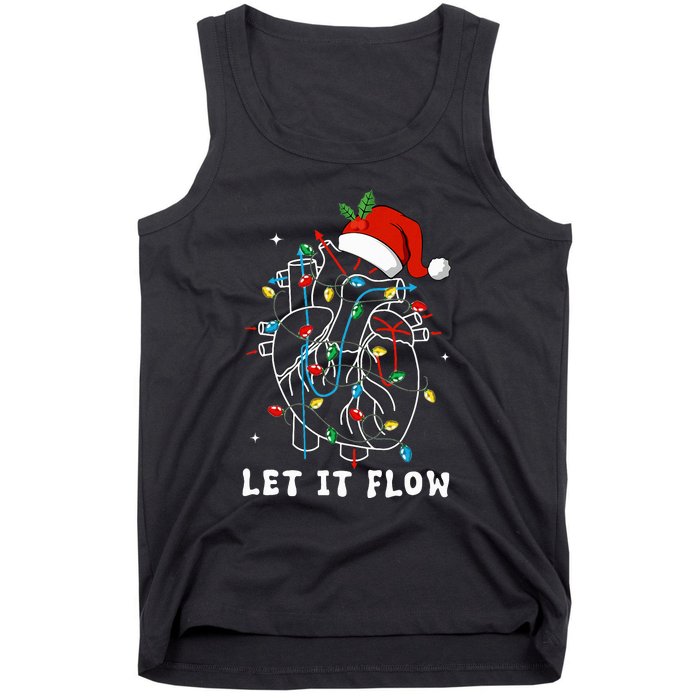 Funny Let It Flow Anatomy Heart Cardiac Nurse Santa Hat Xmas Tank Top