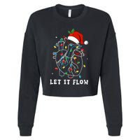 Funny Let It Flow Anatomy Heart Cardiac Nurse Santa Hat Xmas Cropped Pullover Crew