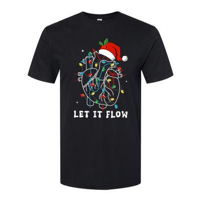 Funny Let It Flow Anatomy Heart Cardiac Nurse Santa Hat Xmas Softstyle CVC T-Shirt