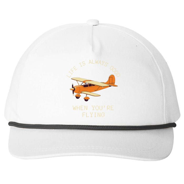 Fun Life Is Always Good When YouRe Flying Pilot Airplane Snapback Five-Panel Rope Hat