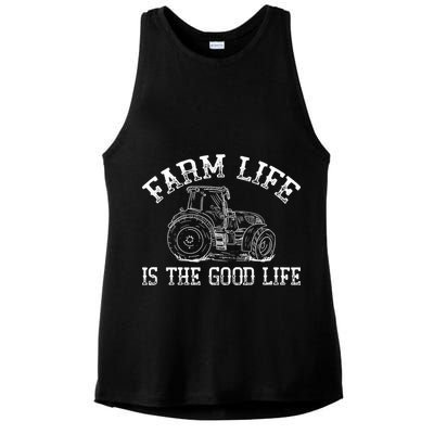 Farm Life Is The Good Life Farmer Tractor Ladies PosiCharge Tri-Blend Wicking Tank
