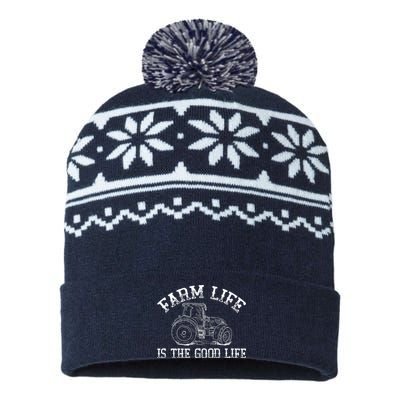 Farm Life Is The Good Life Farmer Tractor USA-Made Snowflake Beanie