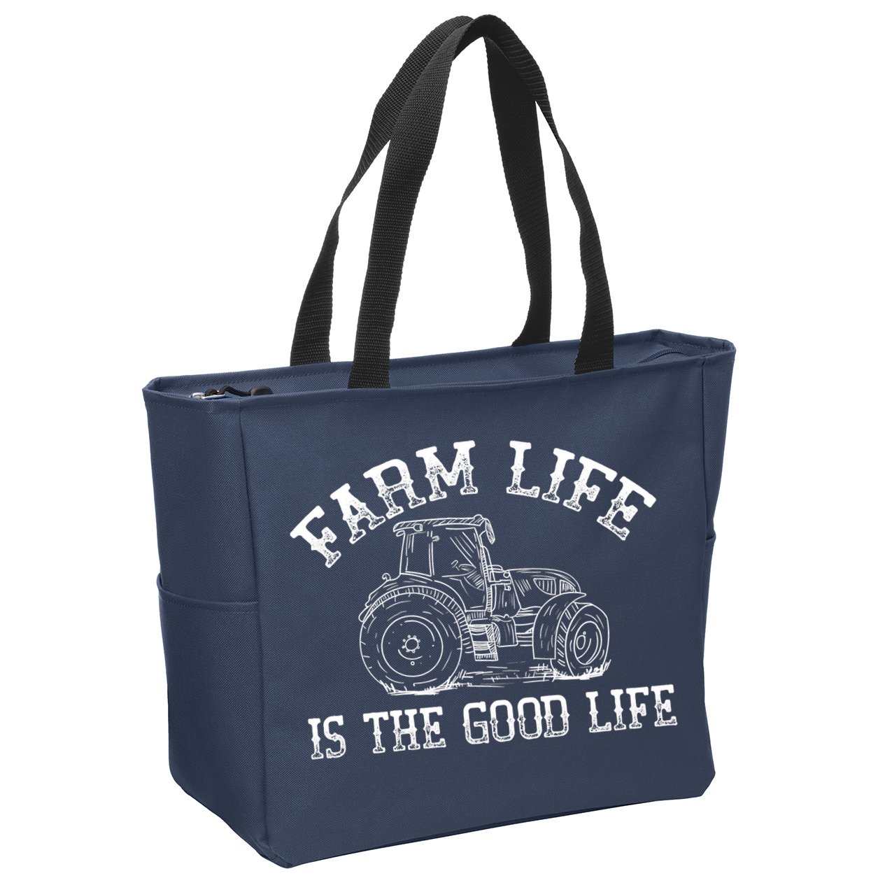 Farm Life Is The Good Life Farmer Tractor Zip Tote Bag