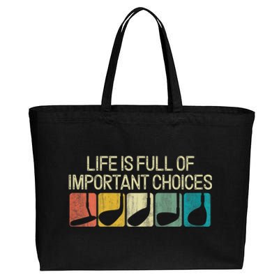 Funny Life Is Full Of Important Choices Vintage Golf Golfer Cotton Canvas Jumbo Tote