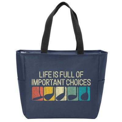 Funny Life Is Full Of Important Choices Vintage Golf Golfer Zip Tote Bag