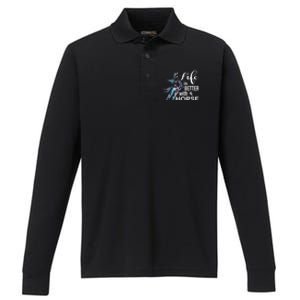 Funny Life Is Better With A Horse Gift Girls & Ladies Horses Gift Performance Long Sleeve Polo