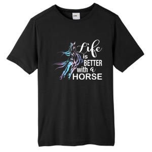 Funny Life Is Better With A Horse Gift Girls & Ladies Horses Gift Tall Fusion ChromaSoft Performance T-Shirt