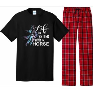 Funny Life Is Better With A Horse Gift Girls & Ladies Horses Gift Pajama Set