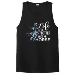 Funny Life Is Better With A Horse Gift Girls & Ladies Horses Gift PosiCharge Competitor Tank