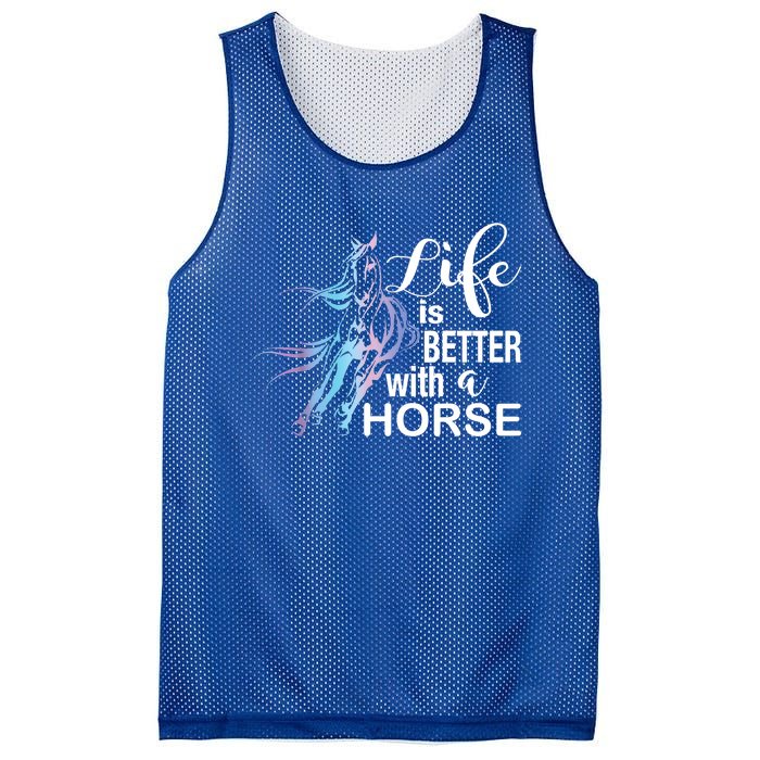 Funny Life Is Better With A Horse Gift Girls & Ladies Horses Gift Mesh Reversible Basketball Jersey Tank