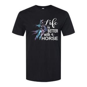 Funny Life Is Better With A Horse Gift Girls & Ladies Horses Gift Softstyle CVC T-Shirt