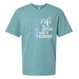 Funny Life Is Better With A Horse Gift Girls & Ladies Horses Gift Sueded Cloud Jersey T-Shirt