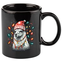 Festive Llama In Christmas Attire 11oz C Handle Ceramic Mug