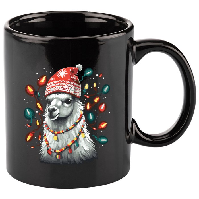 Festive Llama In Christmas Attire 11oz C Handle Ceramic Mug