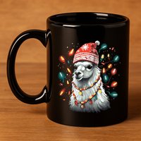 Festive Llama In Christmas Attire 11oz C Handle Ceramic Mug