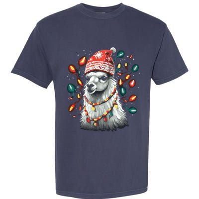 Festive Llama In Christmas Attire Garment-Dyed Heavyweight T-Shirt