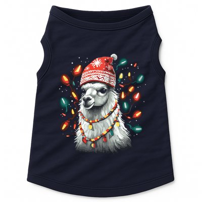 Festive Llama In Christmas Attire Doggie Tank
