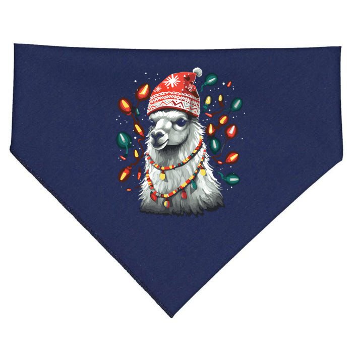 Festive Llama In Christmas Attire USA-Made Doggie Bandana