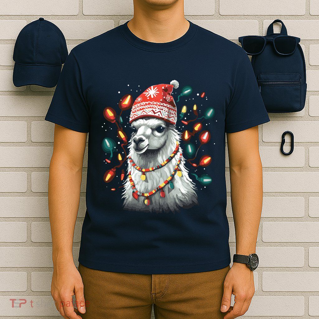 Festive Llama In Christmas Attire T-Shirt