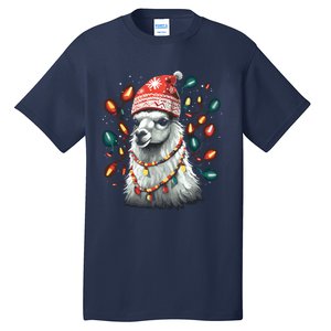 Festive Llama In Christmas Attire Tall T-Shirt