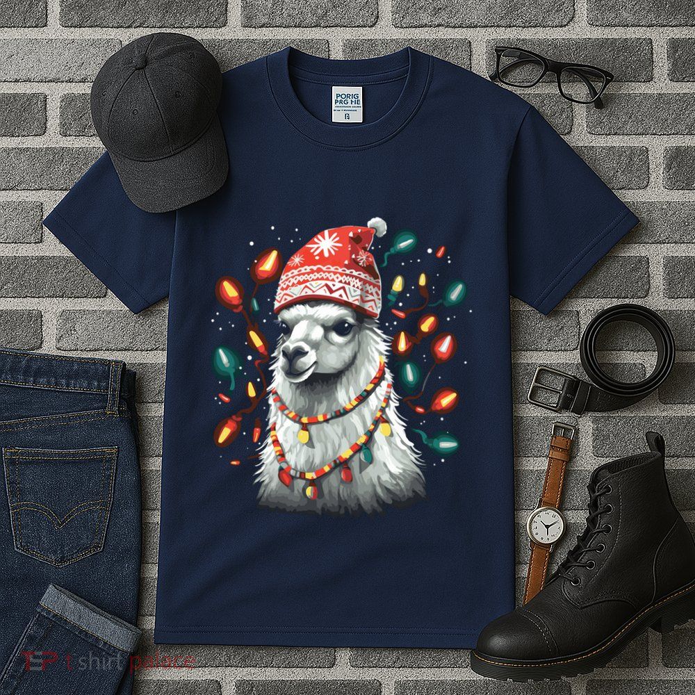 Festive Llama In Christmas Attire Tall T-Shirt