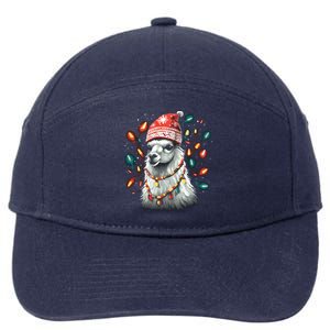 Festive Llama In Christmas Attire 7-Panel Snapback Hat