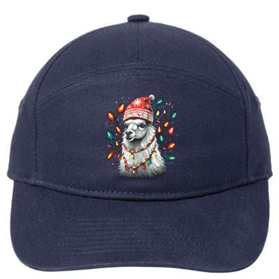 Festive Llama In Christmas Attire 7-Panel Snapback Hat