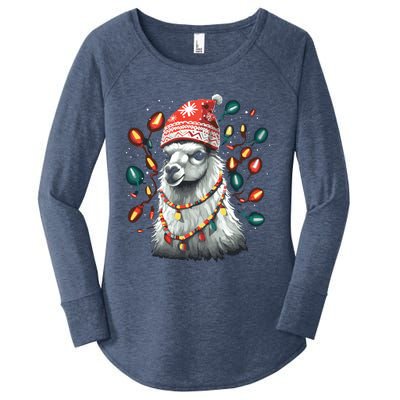 Festive Llama In Christmas Attire Women's Perfect Tri Tunic Long Sleeve Shirt