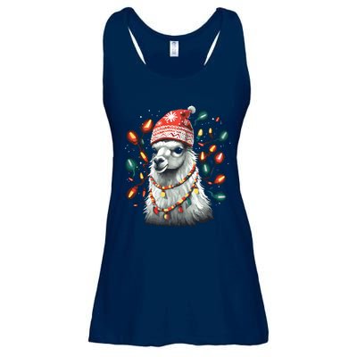 Festive Llama In Christmas Attire Ladies Essential Flowy Tank