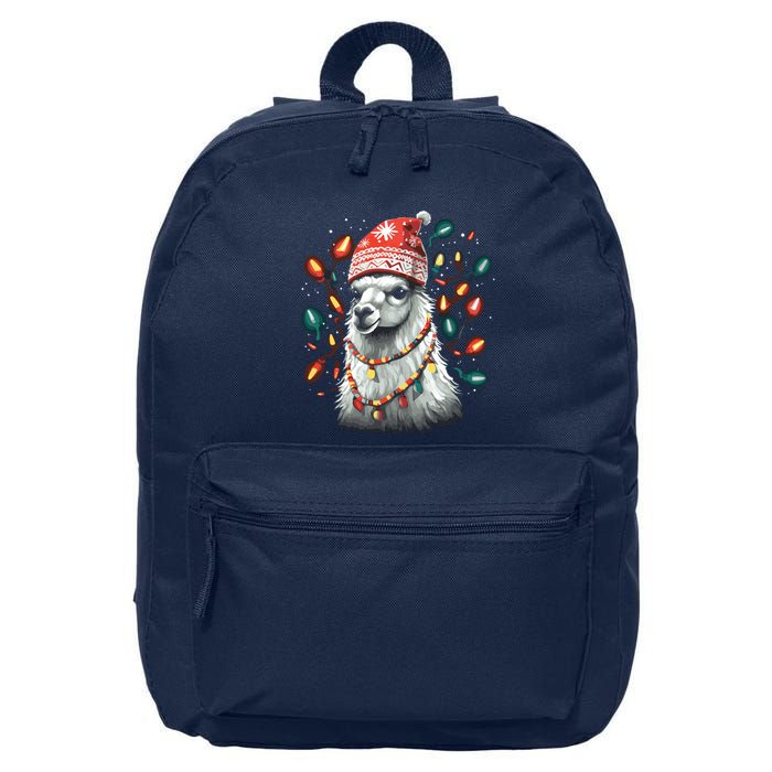 Festive Llama In Christmas Attire 16 in Basic Backpack