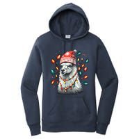 Festive Llama In Christmas Attire Women's Pullover Hoodie