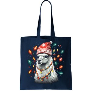 Festive Llama In Christmas Attire Tote Bag