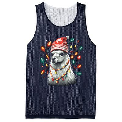 Festive Llama In Christmas Attire Mesh Reversible Basketball Jersey Tank