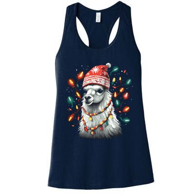 Festive Llama In Christmas Attire Women's Racerback Tank