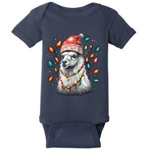 Festive Llama In Christmas Attire Baby Bodysuit