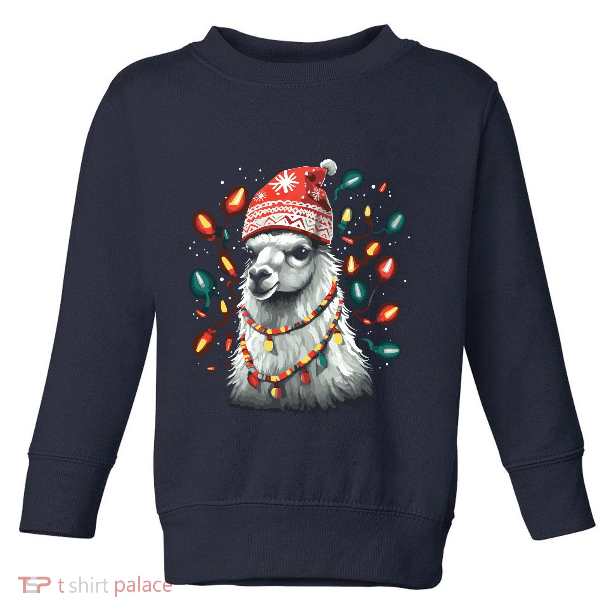 Festive Llama In Christmas Attire Toddler Sweatshirt