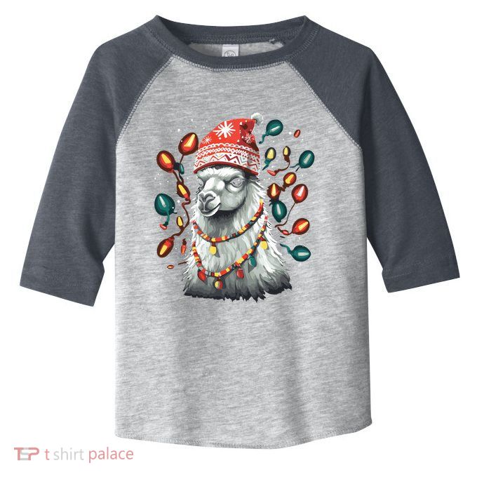 Festive Llama In Christmas Attire Toddler Fine Jersey T-Shirt