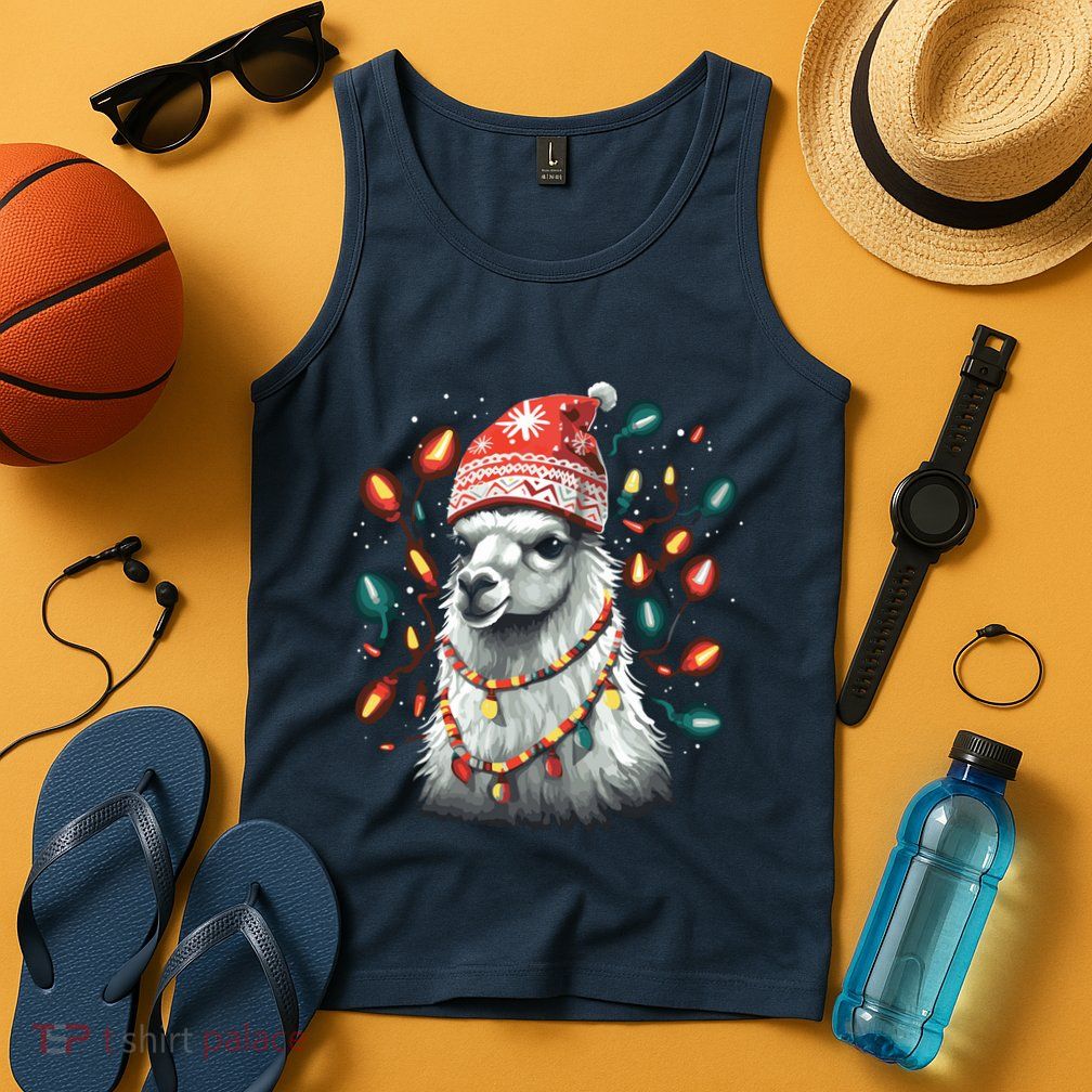 Festive Llama In Christmas Attire Tank Top