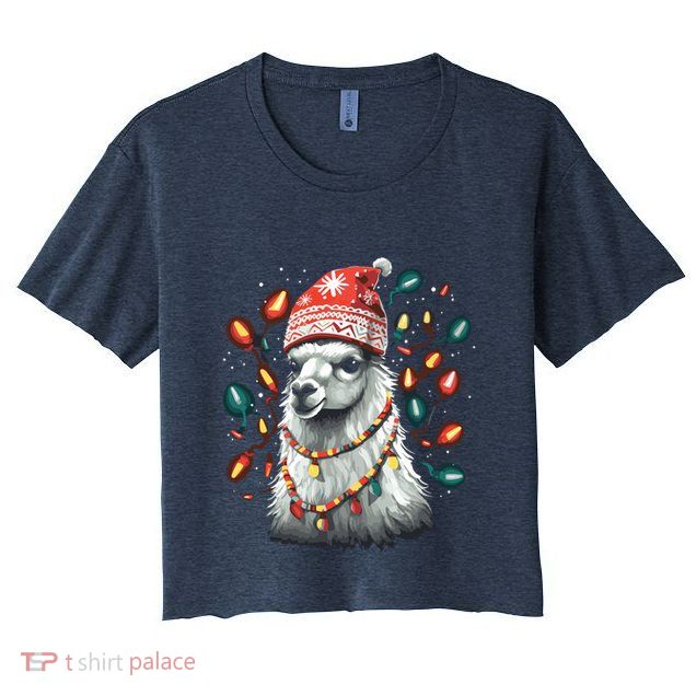 Festive Llama In Christmas Attire Crop Top