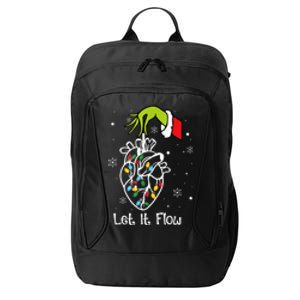 Funny Let It Flow Anatomy Heart Cardiac Nurse Santa Hat Xmas City Backpack