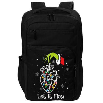 Funny Let It Flow Anatomy Heart Cardiac Nurse Santa Hat Xmas Impact Tech Backpack