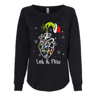 Funny Let It Flow Anatomy Heart Cardiac Nurse Santa Hat Xmas Womens California Wash Sweatshirt