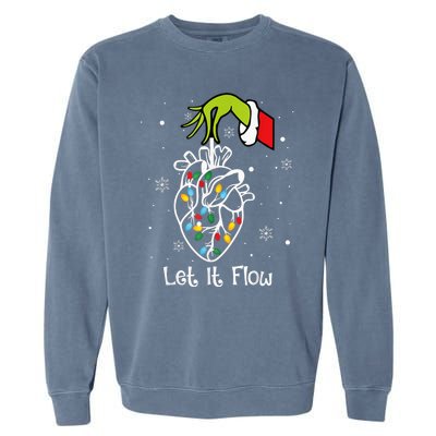 Funny Let It Flow Anatomy Heart Cardiac Nurse Santa Hat Xmas Garment-Dyed Sweatshirt