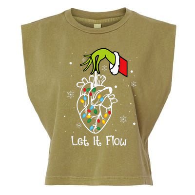 Funny Let It Flow Anatomy Heart Cardiac Nurse Santa Hat Xmas Garment-Dyed Women's Muscle Tee