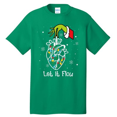 Funny Let It Flow Anatomy Heart Cardiac Nurse Santa Hat Xmas Tall T-Shirt